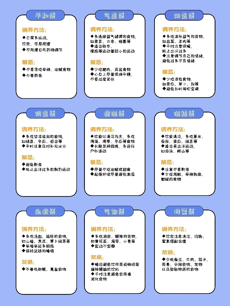 不同体质的调养方法